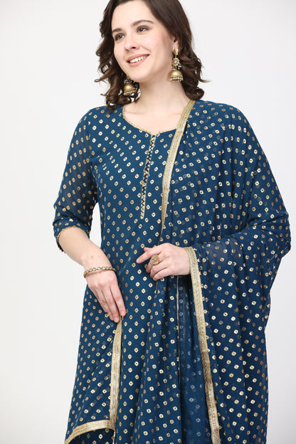 Foil Printed Georgette Kurta with Shararra Set (Customization available)