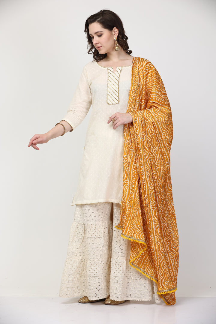 Off White Kurta with Shararra  set (Customization available)