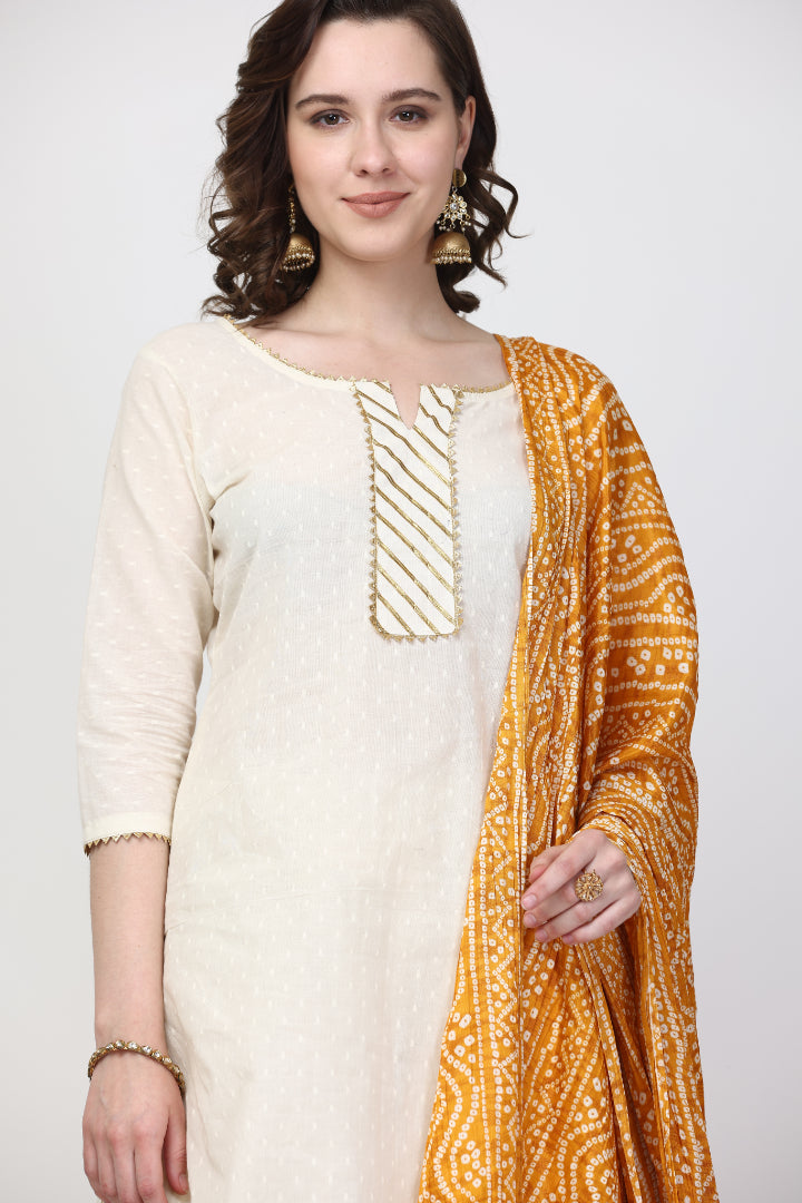 Off White Kurta with Shararra  set (Customization available)