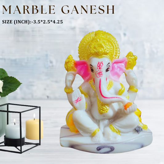 Resin Marble Ganesh - Elegant Table Decor