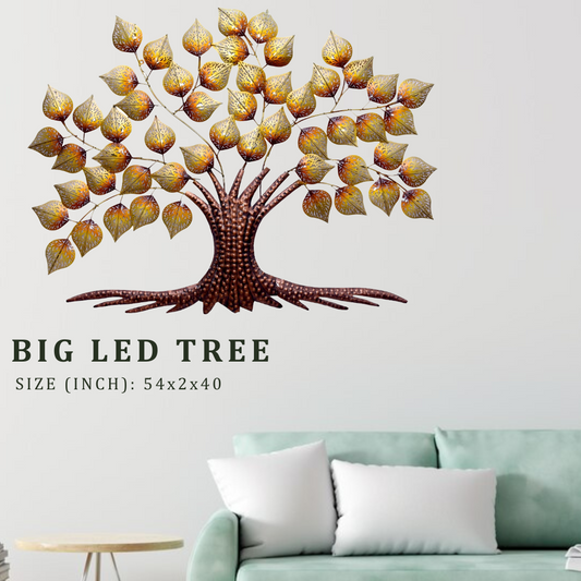 Big LED Tree Metal Wall Art - 54x2x40 Inch