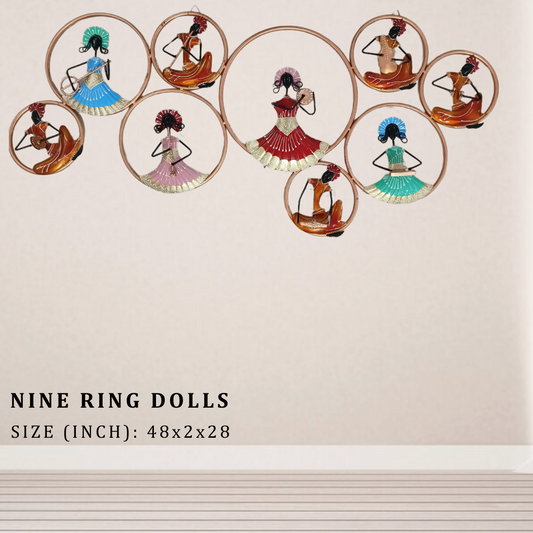 Nine Ring Dolls Metal Wall Decor - 48x2x28 Inch