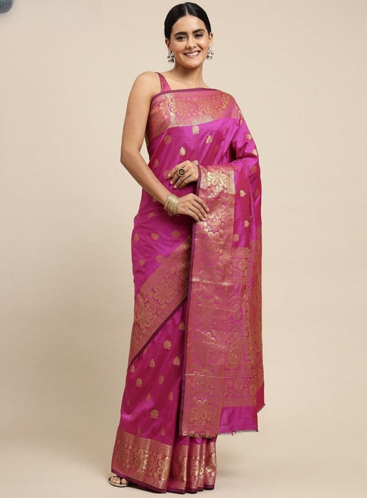 Exquisite Lichi Silk Saree with Zari Weaving Work: Timeless Elegance