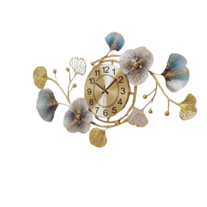 Metal Wall Decor: Clock with Flower Wall Art