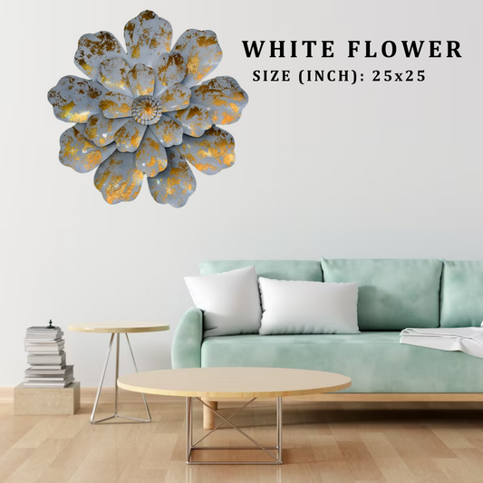 White Flower Metal Wall Decor - 25x25 Inch