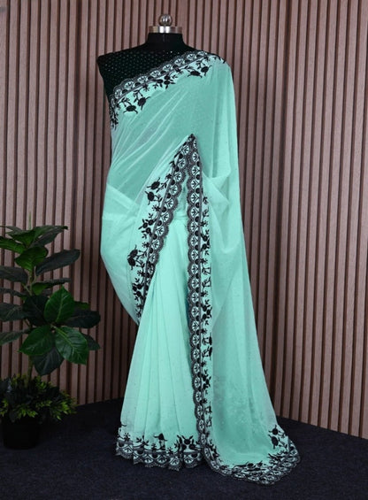 Exquisite Georgette Saree with Diamond & Embroidery Work