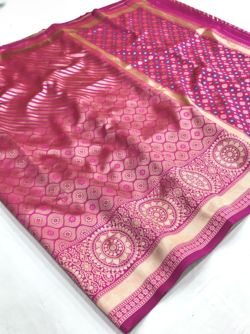 Banarasi Silk Saree With Zari Weaving Work