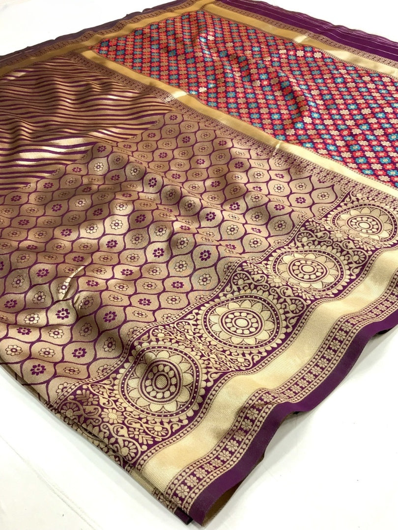 Banarasi Silk Saree With Zari Weaving Work