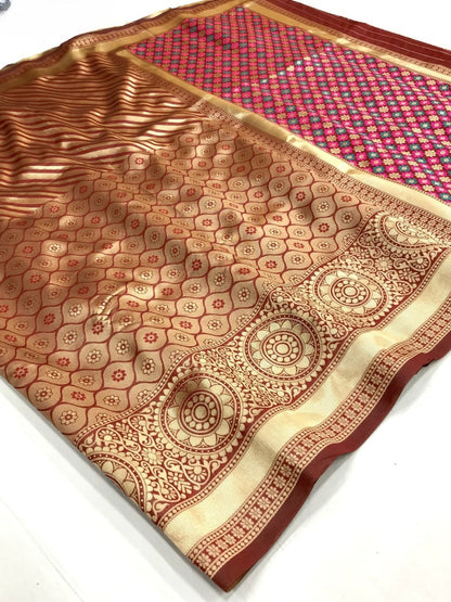 Banarasi Silk Saree With Zari Weaving Work