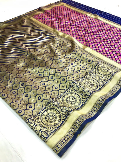 Banarasi Silk Saree With Zari Weaving Work