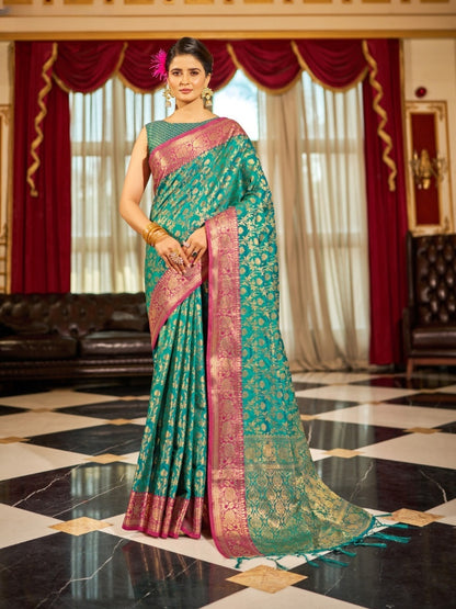 Soft Banarasi Silk Saree With Zari Weaving Work