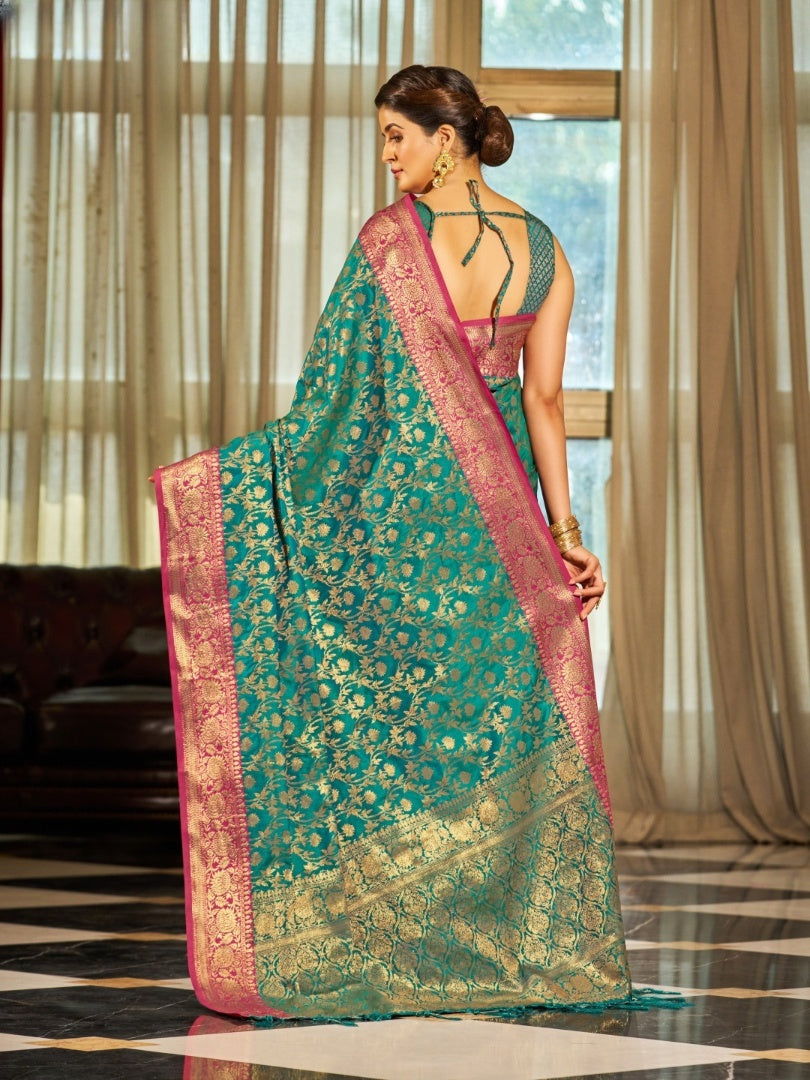 Soft Banarasi Silk Saree With Zari Weaving Work