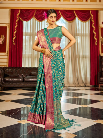 Soft Banarasi Silk Saree With Zari Weaving Work