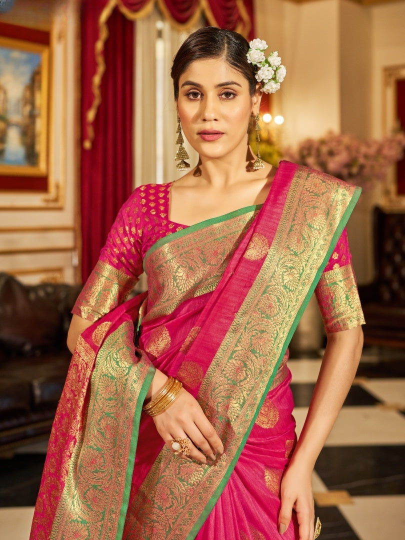 Soft Banarasi Silk Saree With Zari Weaving Work