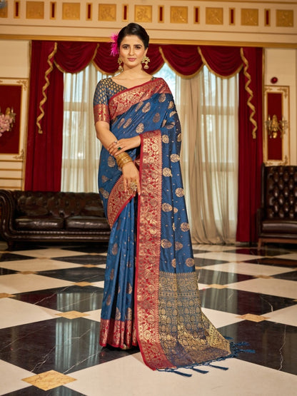 Soft Banarasi Silk Saree With Zari Weaving Work