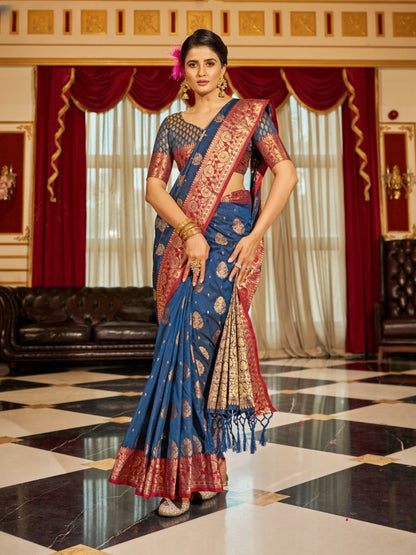 Soft Banarasi Silk Saree With Zari Weaving Work