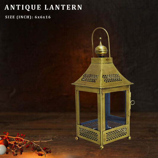 Handcrafted Antique Lantern - Vintage Table Decor