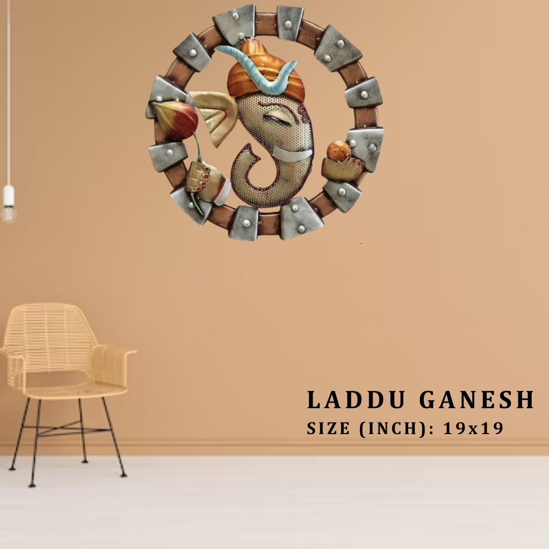 Laddu Ganesh Metal Wall Art