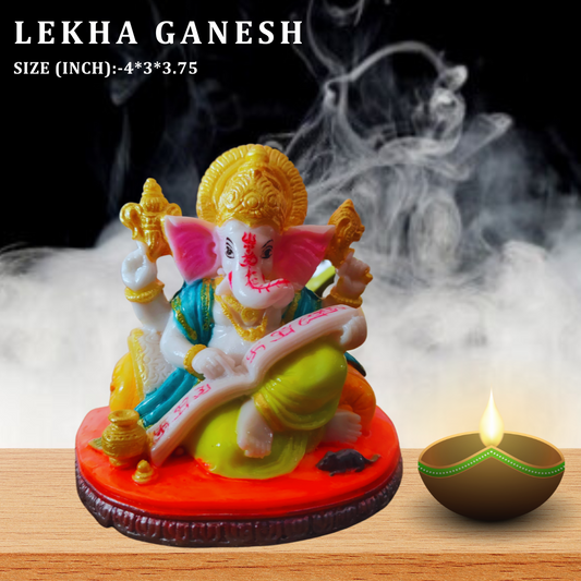 Resin Lekhak Ganesh - Elegant Table Decor