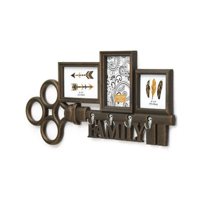 Brown Plastic Multi Photo Frames- 3 Photo Slots For Living Room Decor